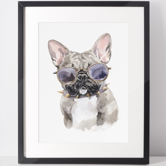 Other - Watercolor French Bulldog Pet Dog Wall Art Illustration Print Poster Unframed